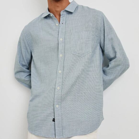 RAILS | Wyatt Oxford 100% Cotton Long Sleeve Shirt Color Tidal Etch XL - Picture 7 of 7